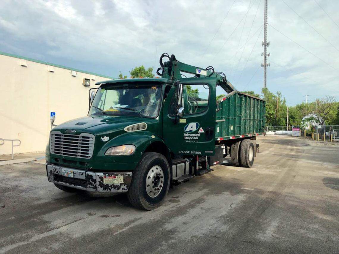 The Monroe County Sheriff’s Office said this garbage truck’s crane hit a utility pole in Islamorada on Nov. 12, 2020, causing widespread internet and cell service outages across the Keys from mile marker 86 to Key West.