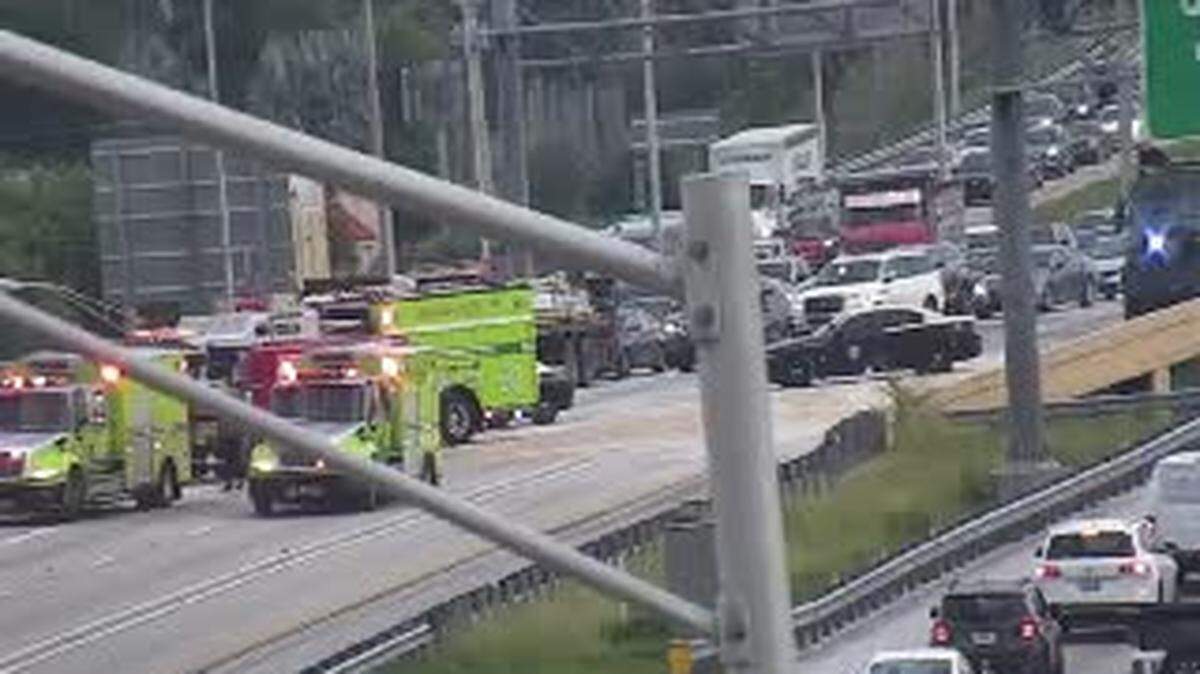 Southbound traffic on Florida’s Turnpike around 7:50 a.m. on Thursday after a rollover crash.