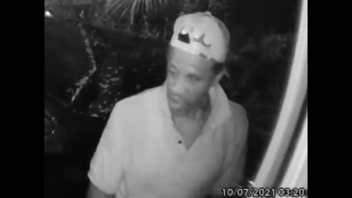 The Ring camera video still of the burglary suspect who El Portal cops say fired at them while leading them on a chase.