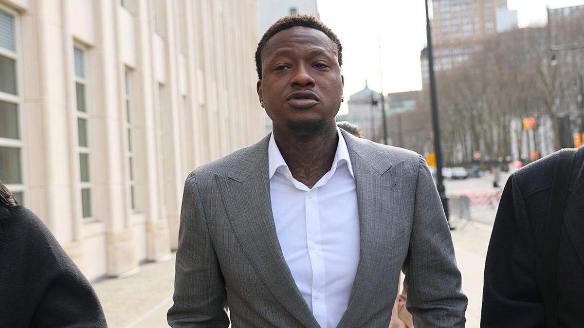 Miami Heat guard Terry Rozier arrives for an arraignment hearing at U.S. District Court for the Eastern District of New York on December 08, 2025 in New York City.