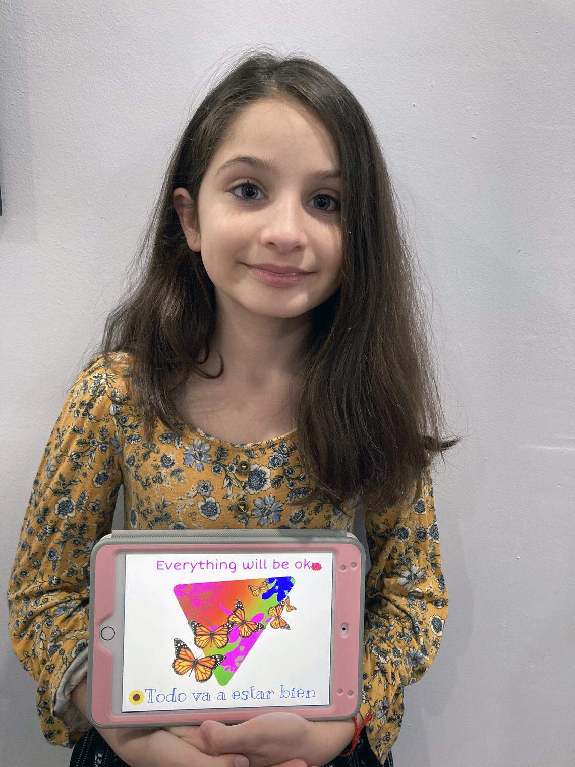 Carolina, from Auburndale Elementary, made this bilingual artwork for the Hearts Passion Project, which connects seniors and children during the coronavirus pandemic.
