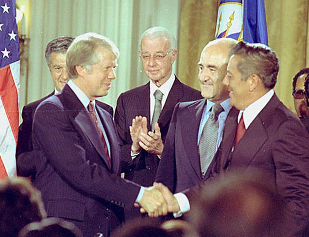 File photo from 1978. The Torrijos–Carter Treaties were signed by the United States and Panama in September 1977 to give Panama control of the Panama Canal after Dec. 31, 1999. The treaties were named after the two signatories, U.S. president Jimmy Carter (left) and the Commander of Panama’s National Guard, General Omar Torrijos (right).