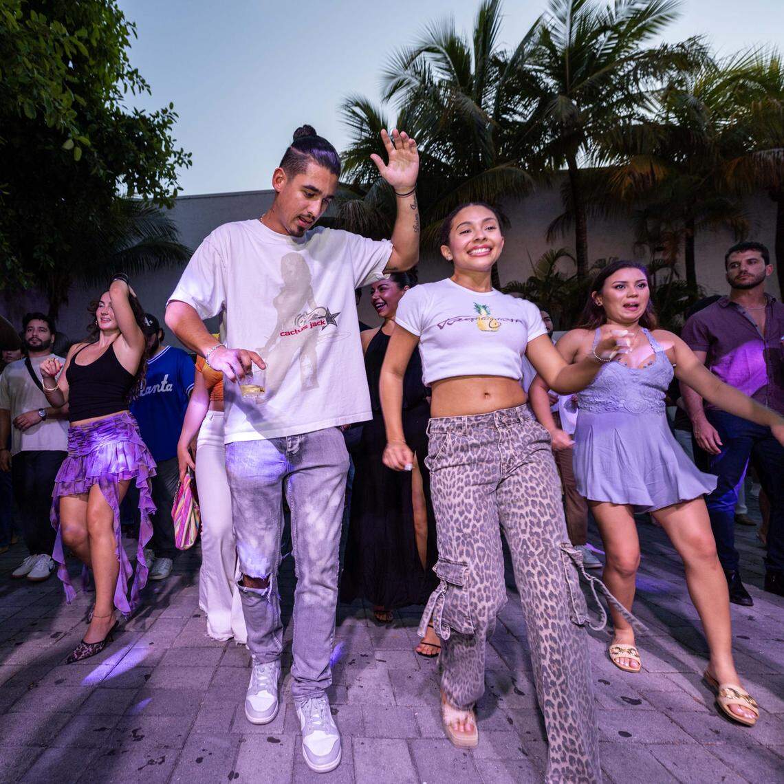 Salsa lessons at the Salsa Z event in Little Haiti get partygoers ready for a night of dancing. 