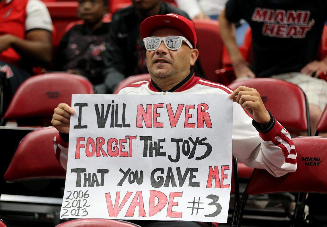 A Miami Heat Dwyane Wade fan as the Heat plays the Sacramento Kings at AmericanAirlines Arena in Miami, Florida, on Monday, Oct. 29, 2018.