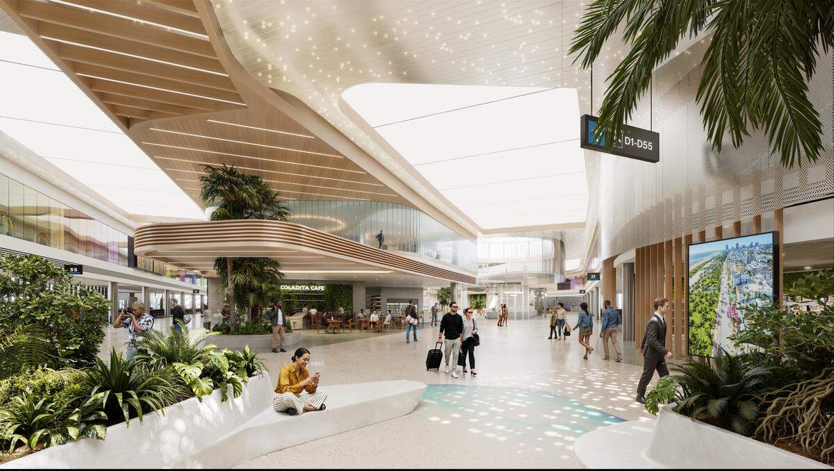 Rendering of interior of future expansion of D60 at Miami International Airport