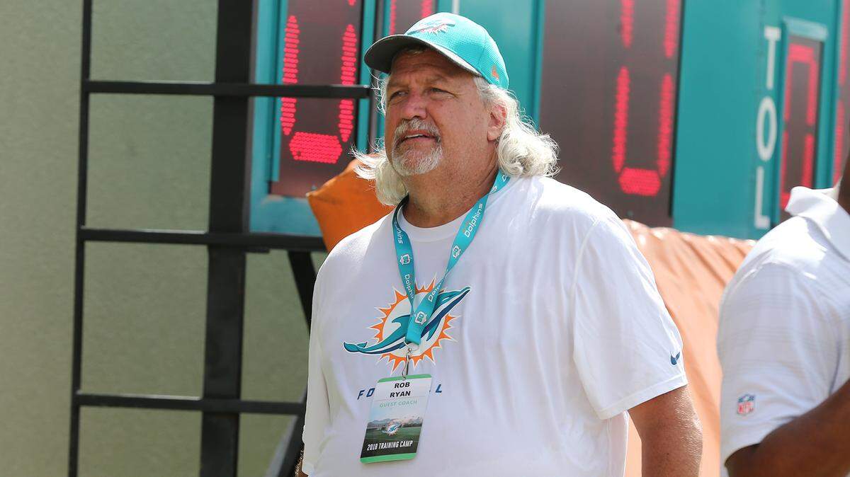Former NFL defensive coordinator Rob Ryan at the Fins training camp at the Miami Dolphins training facility in Davie, Florida, August 7, 2018.