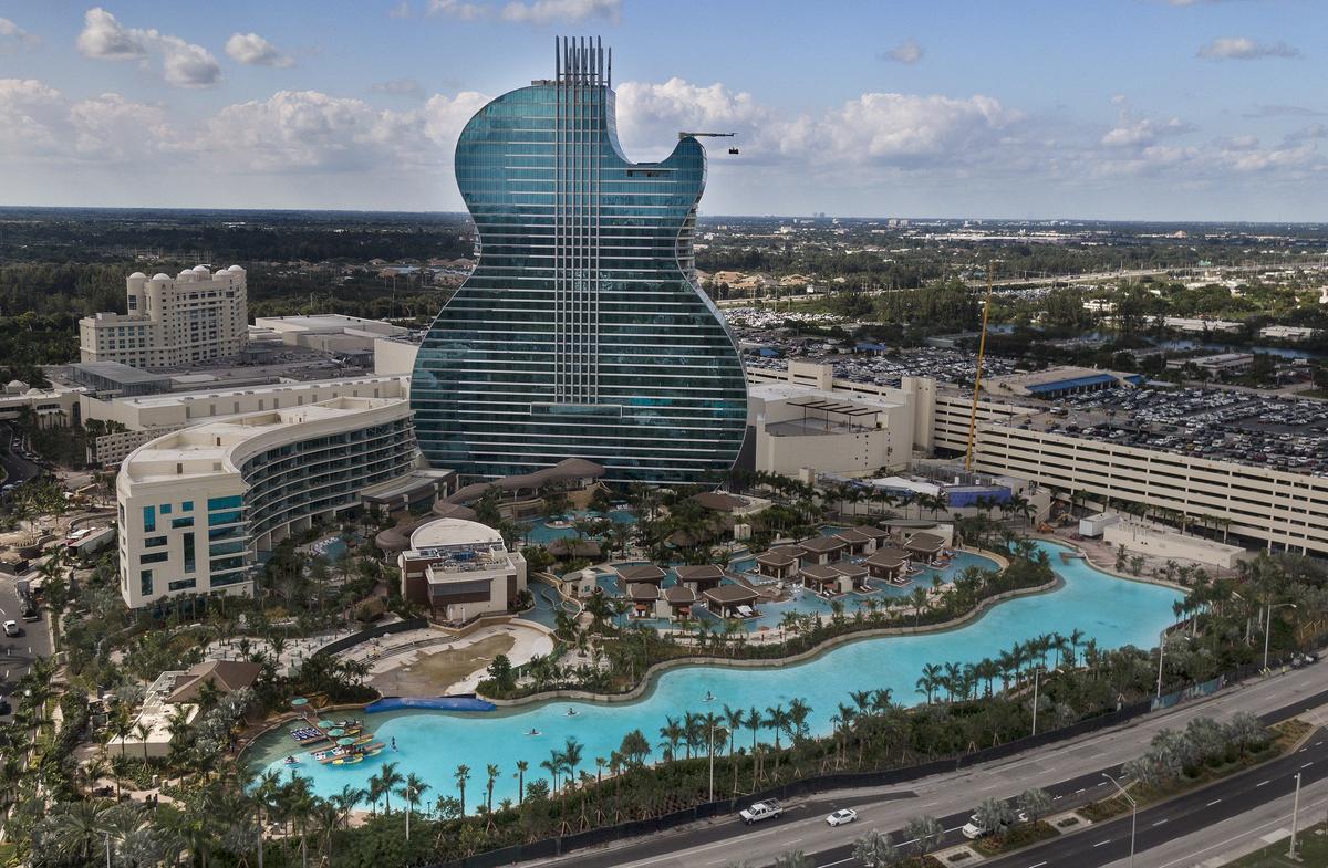 The new Seminole Hard Rock Hotel & Casino, the world’s first guitar-shaped hotel in Hollywood Florida, on Wednesday, October 16, 2019.