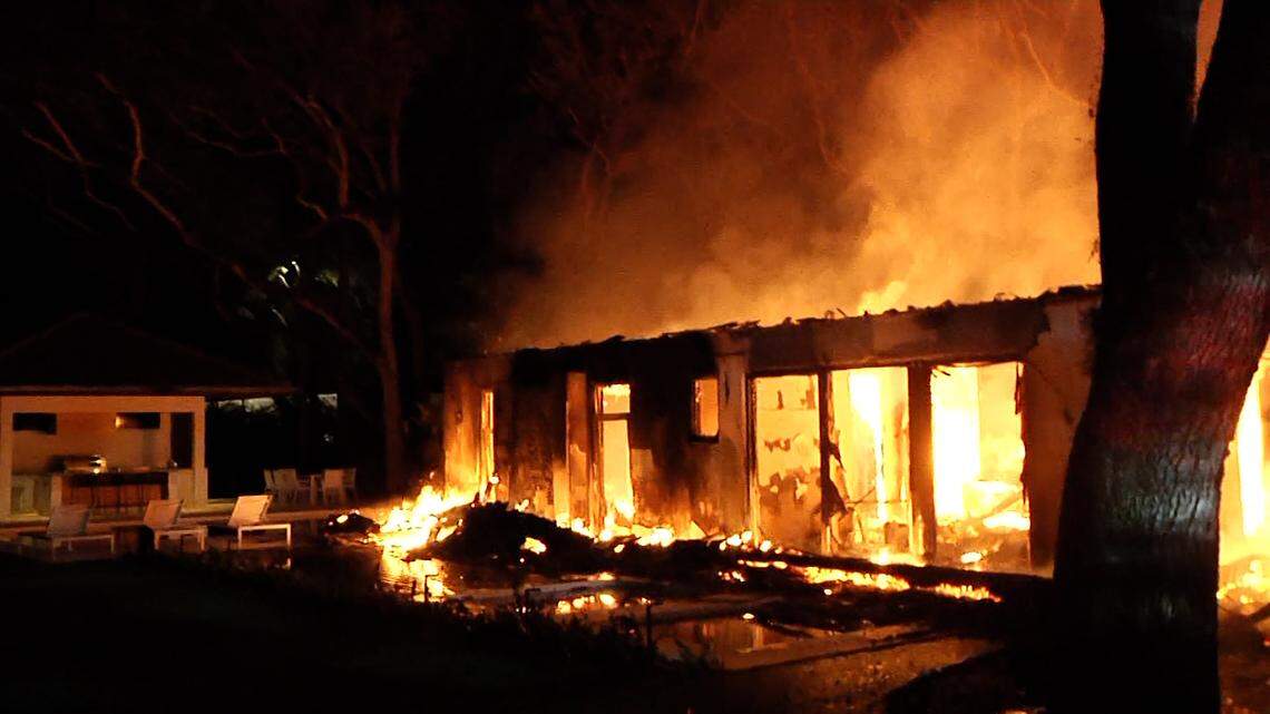 Miami-Dade Fire Rescue crews battle a blaze early Thursday at a home owned by Miami Heat Coach Erik Spoelstra in South Miami-Dade. Fire officials said they received a call about the fire at 4:36 a.m. Thursday.