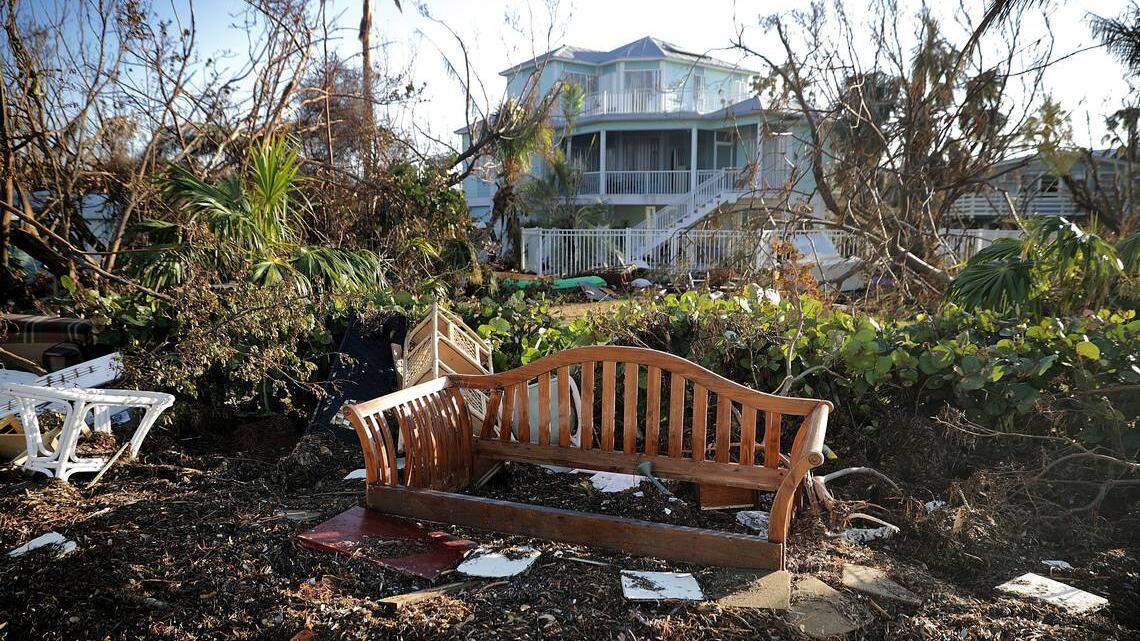 Furniture carried away by Hurricane Irma’s storm surge is strewn next to the road in Cudjoe Key on Sept. 15, 2017, two days after the storm. Emergency contracts to haul away the debris were awarded by Gov. Rick Scott, despite local arrangements already in place.