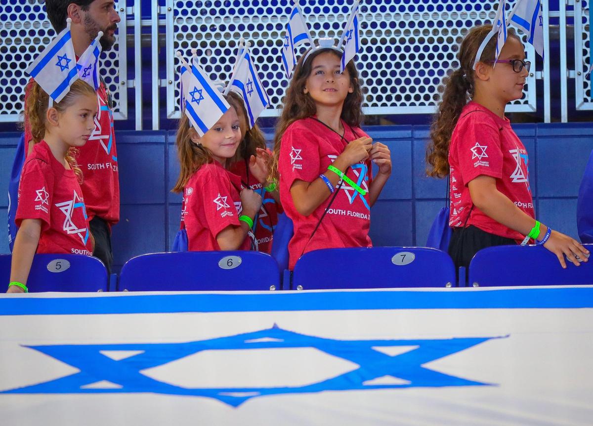 Students from Ben Gamla Charter School in Hollywood parade to their seats at Israeli Independence Day festivities in Miami.