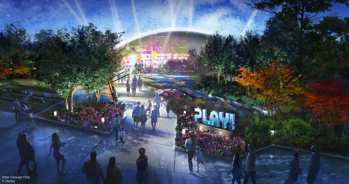 The PLAY! pavilion at Epcot will open in time for the 50th anniversary of Walt Disney World Resort. In this digital metropolis, guests will discover an interactive city bursting with games, activities and experiences that connect them with friends, family and beloved Disney characters.