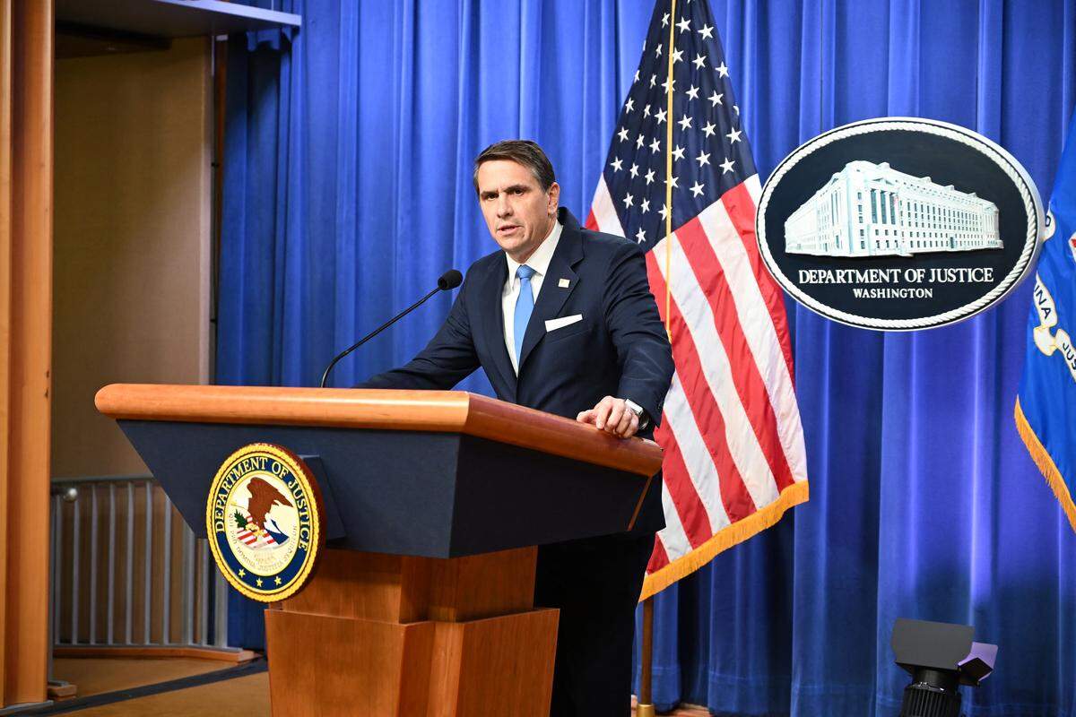 U.S. Deputy Attorney General Todd Blanche speaks during a press conference at the U.S. Department of Justice on January 30, 2026, in Washington, D.C.