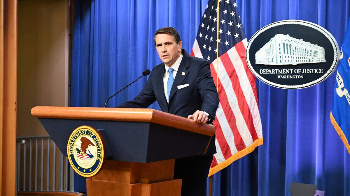US Deputy Attorney General Todd Blanche speaks during a press conference at the US Department of justice on January 30, 2026 in Washington, DC. The US Justice Department is releasing more than three million pages from the Epstein files on Friday along with photos and videos, Deputy Attorney General Todd Blanche announced. (Photo by Alex WROBLEWSKI / AFP via Getty Images)