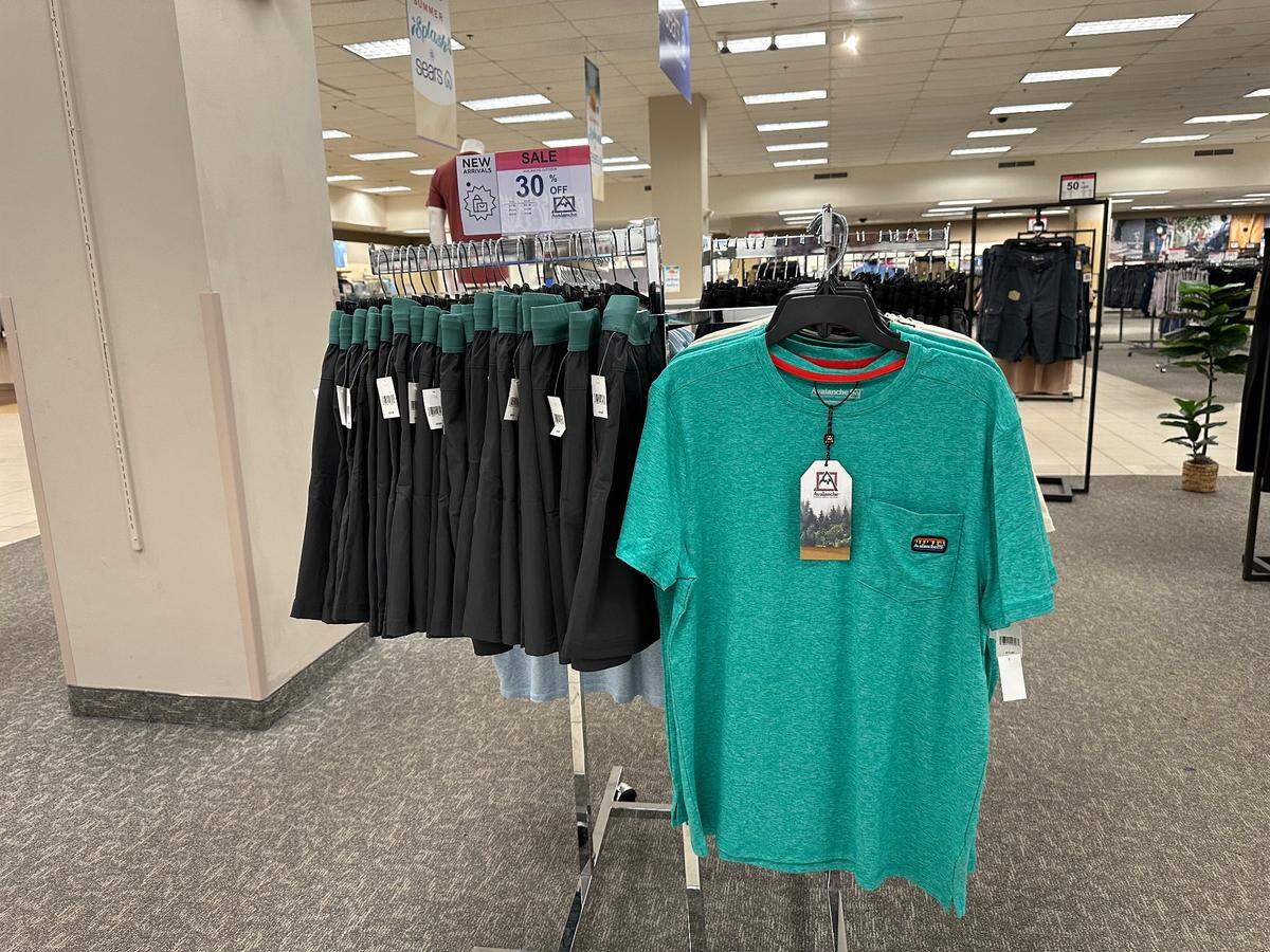 The last Sears standing in Miami on the intersection of Douglas Road and Coral Way offers discounts on many items, including these Avalanche outdoor shirts at 30% off on July 10, 2024.