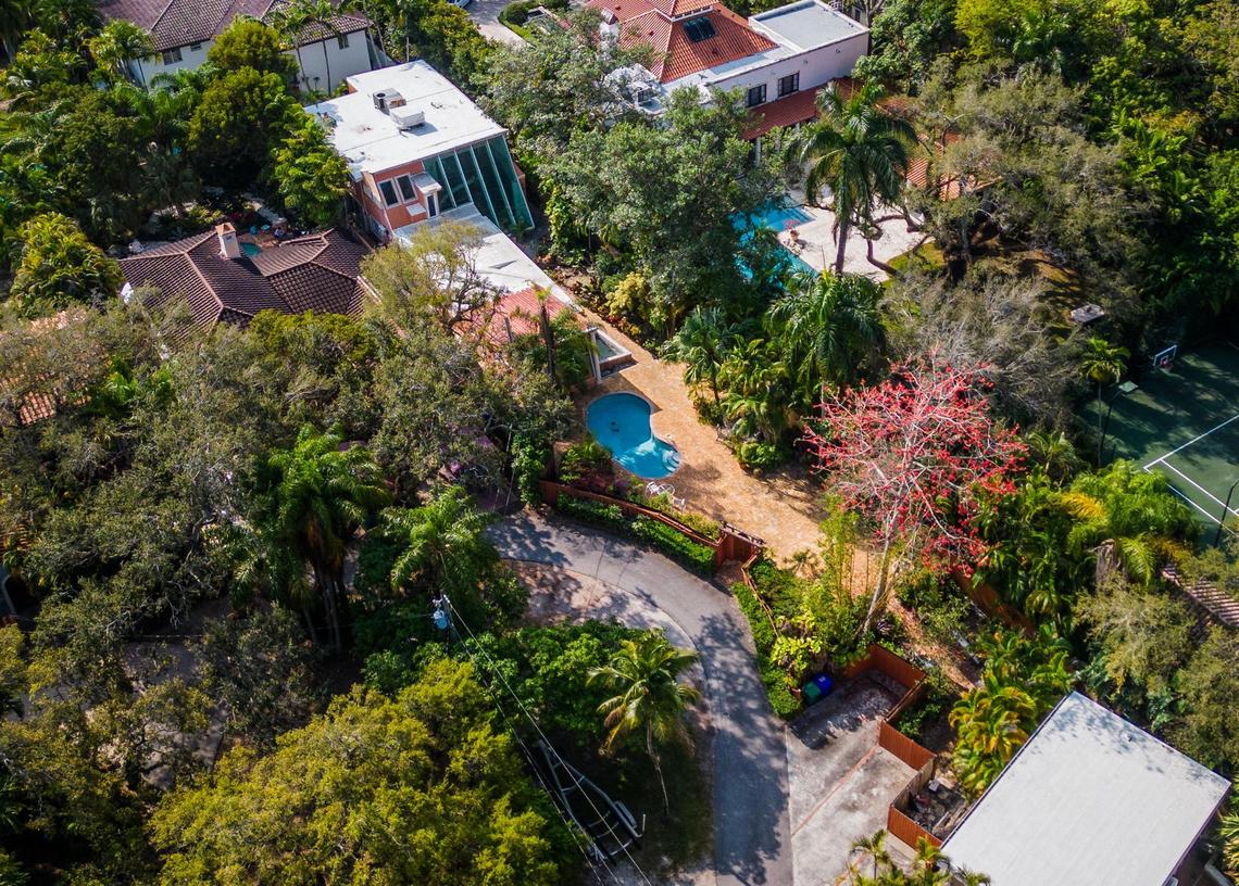 Aerial view of the City of Miami Commissioner Joe Carollo’s house in Coconut Grove on Saturday, February 17, 2024.