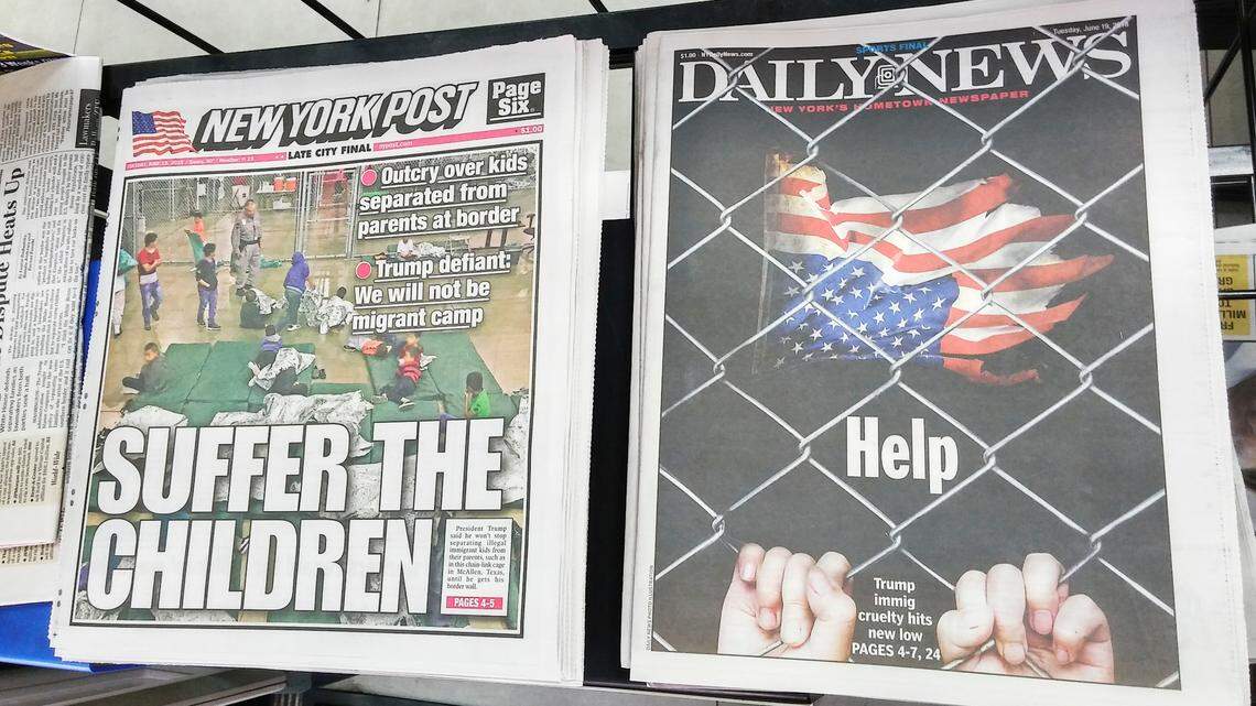 New York tabloid newspapers report from 2018 focused on the Trump administration’s policy of separating illegal immigrant from their children and detaining them.