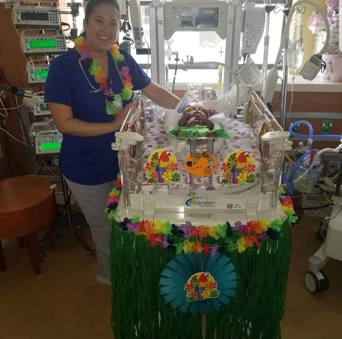 Michelle Bernardo, a nurse in South Miami Hospital’s Neonatal Intensive Care Unit, who cared for Lori Livingston for more than eight months. Lori was born at just 24 weeks in July 2019. The photo was taken pre-pandemic.