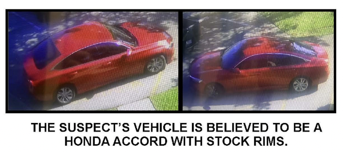 A photo of the red Honda Accord deputies believe is linked to the April 27 shooting.