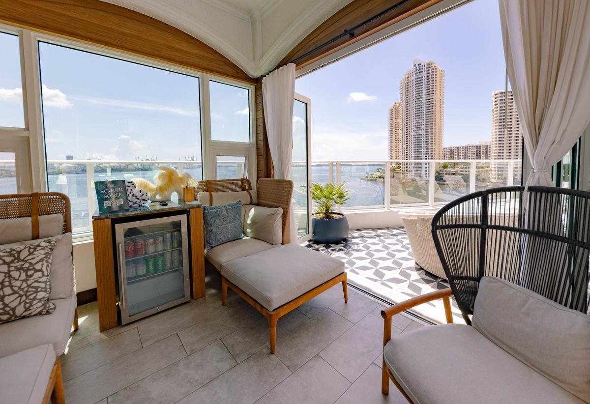 A cabana next to the pool at the InterContinental Hotel downtown with view of the water and its own private balcony area on Thursday, August 15, 2024 in Miami, Fla.