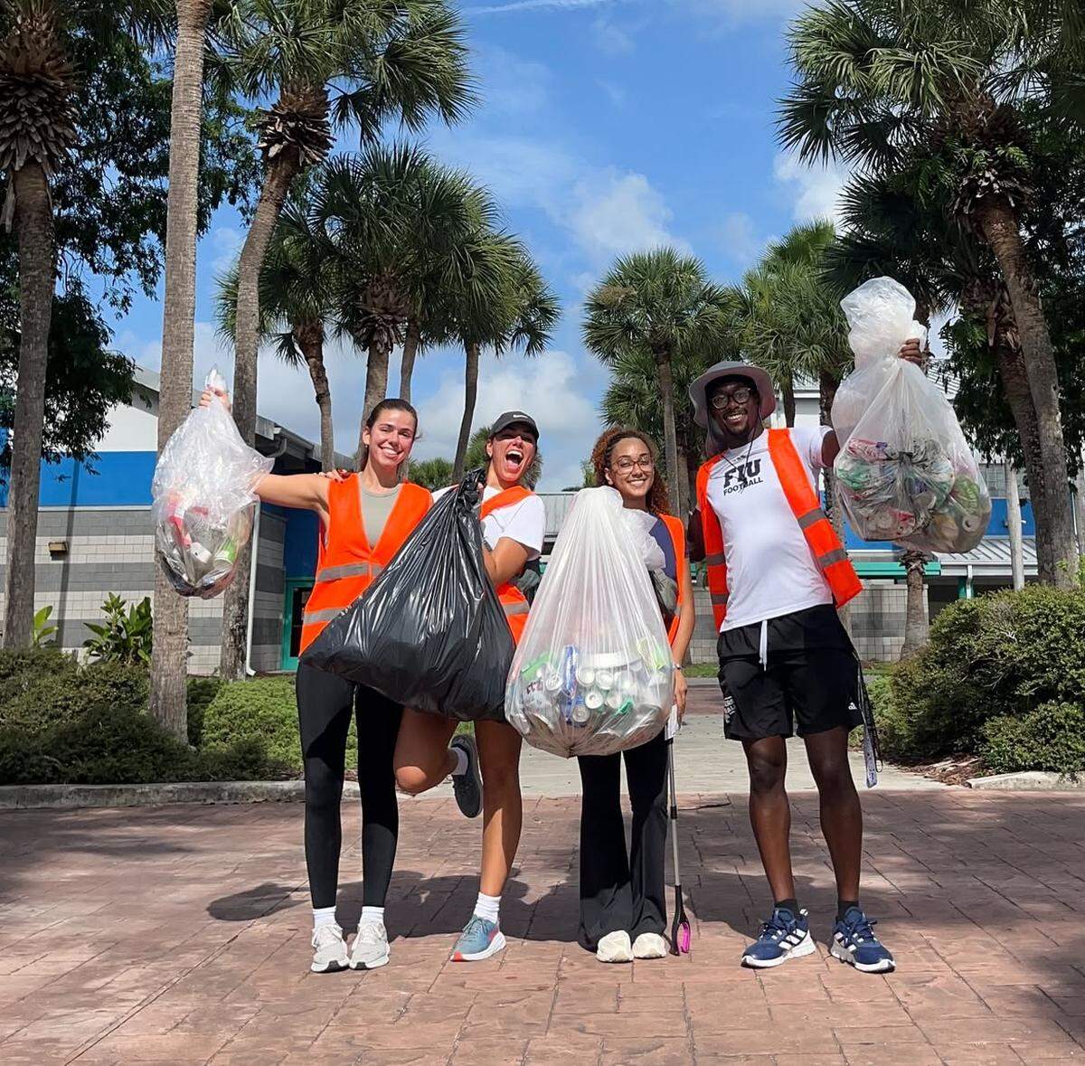 Shamir Sterlin (right), a safety on FIU’s football team, has made the watch list for the Wuerffel Trophy, which goes to the player who best exemplifies community service, academic excellence and athletic achievement.
