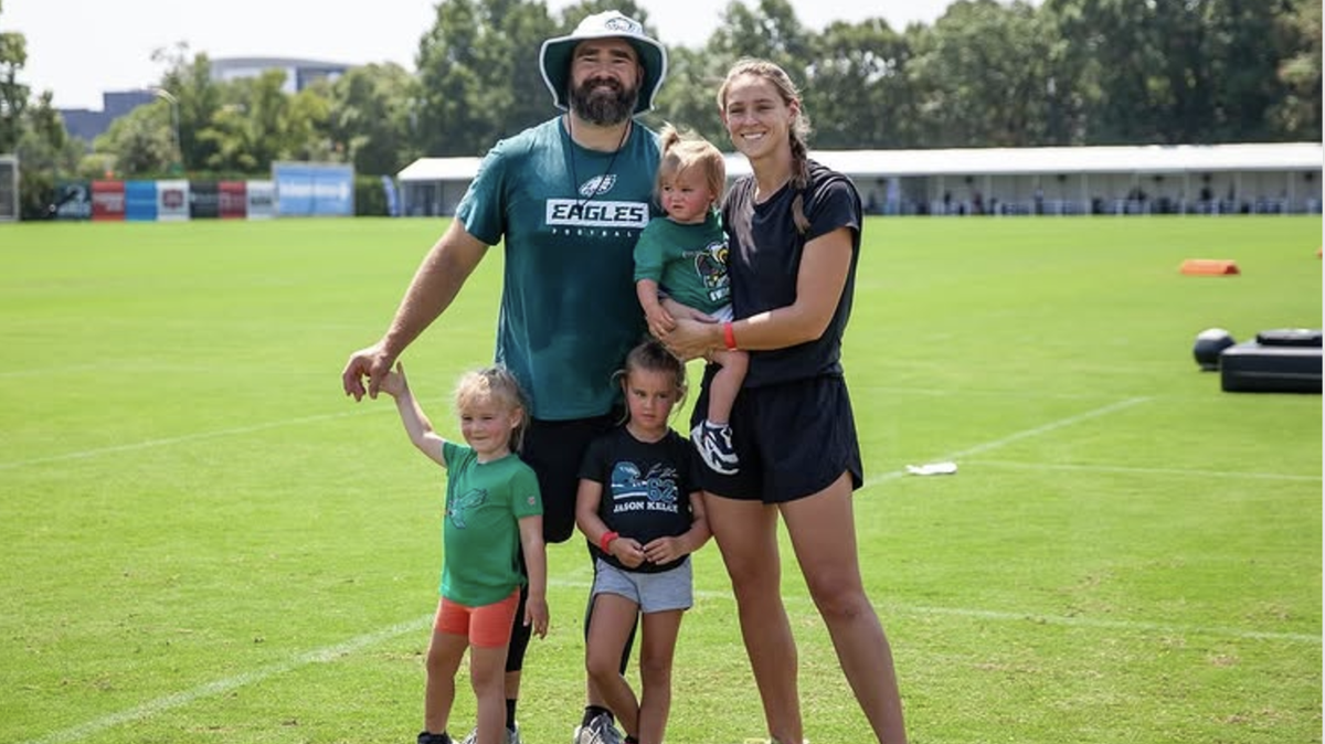 Jason Kelce uses daughters’ help to create a mascot for his new late night show.