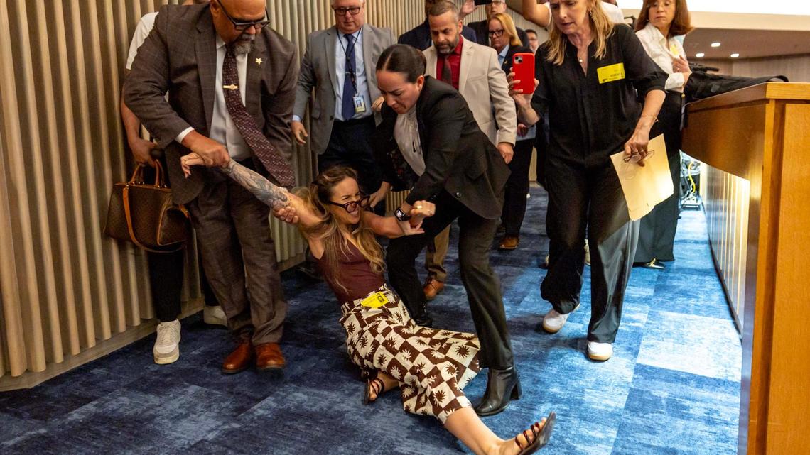 Charges dropped against woman dragged from Miami-Dade chambers during ICE debate