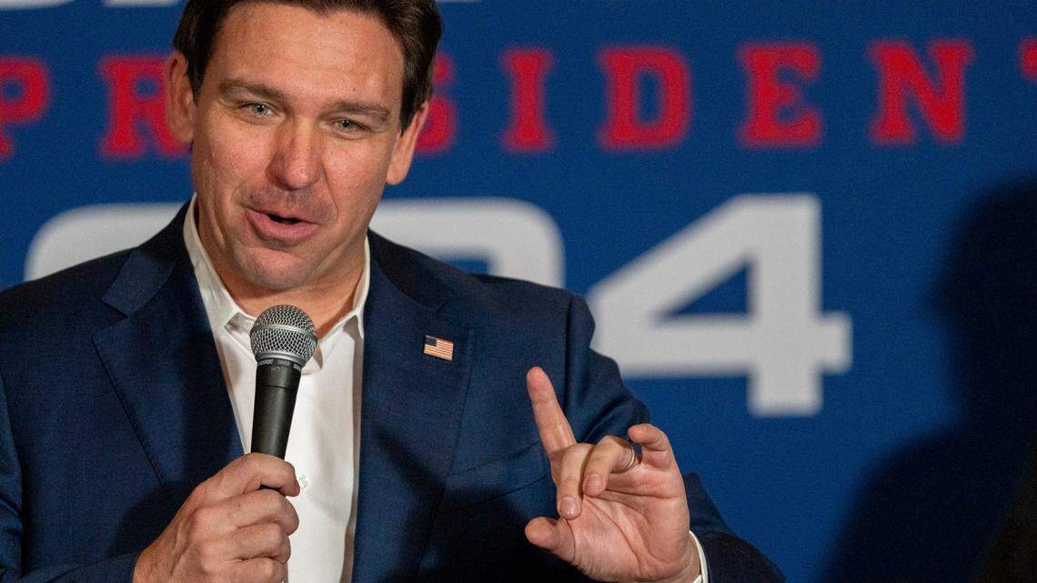 Florida Gov. Ron DeSantis speaks at a town hall ahead of the 2024 New Hampshire presidential primary.