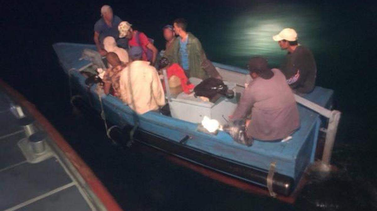 U.S. Coast Guard Cutter Joshua Applebly’s crew alerted Coast Guard Sector Key West watchstanders of this rustic vessel about five miles south of Marquesas Key, Florida on June 25, 2022. The people were repatriated on June 27.