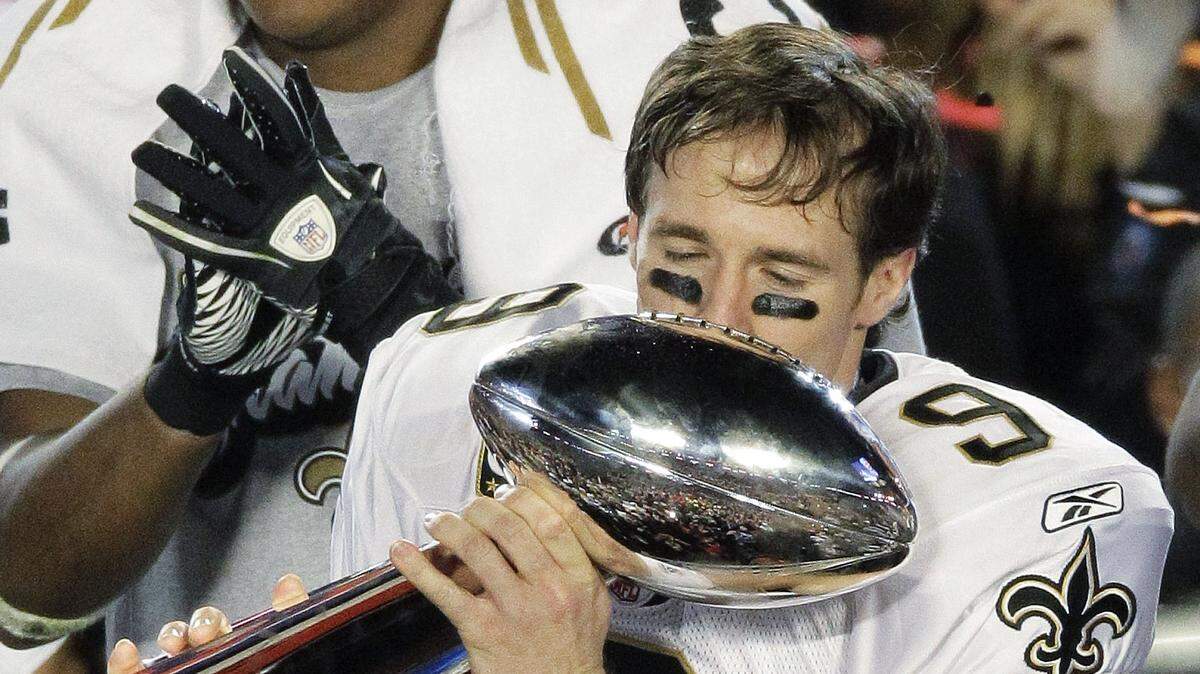 New Orleans Saints quarterback Drew Brees celebrates after winning the 2009-season Super Bowl in Miami. According to a source, Brees has committed to join NBC after his playing career is over.