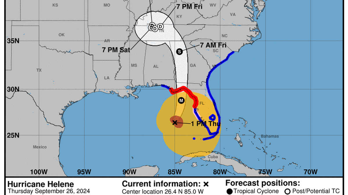 National Hurricane Center’s intermediate 2 p.m. advisory on Hurricane Helene on Sept. 26, 2024.