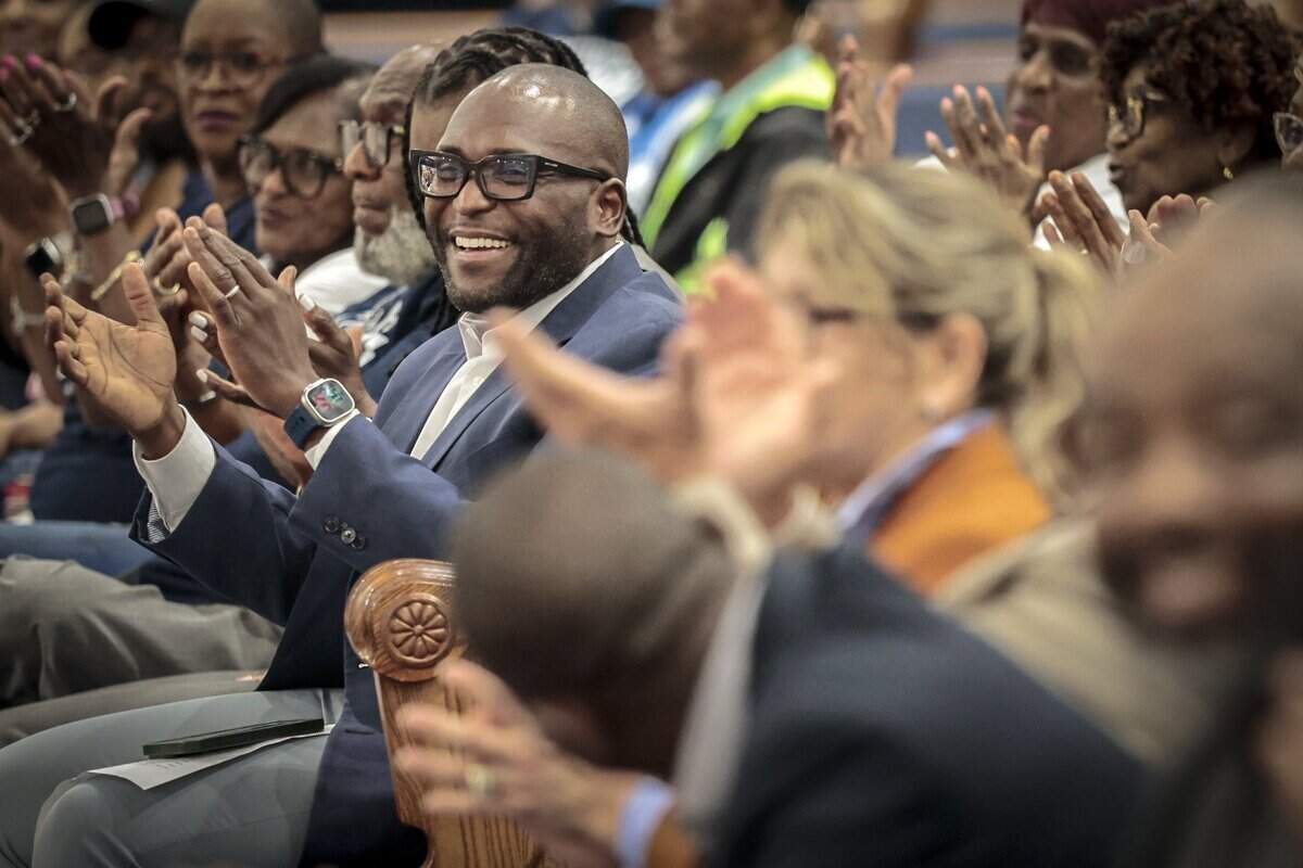 Florida Sen. Shevrin Jones applauds with others after receiving endorsements from at least a dozen members of the Black clergy at Greater New Bethel Church in Miami Gardens, in his bid to replace outgoing Congresswoman Frederica Wilson on Monday, June 6, 2026, in Miami Gardens, Fla. The show of support follows Wilson's endorsement of former Miami-Dade County commissioner Oliver Gilbert and comes as Jones faces a crowded field of opponents after debating issues such as affordability, education, and federal policy last week.
