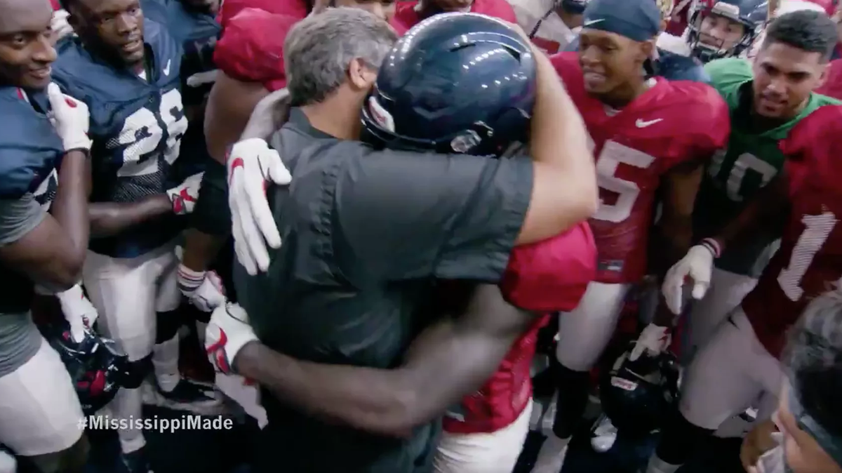 Ole Miss head coach Matt Luke used a football drill to surprise walk-on Floyd Allen with a scholarship