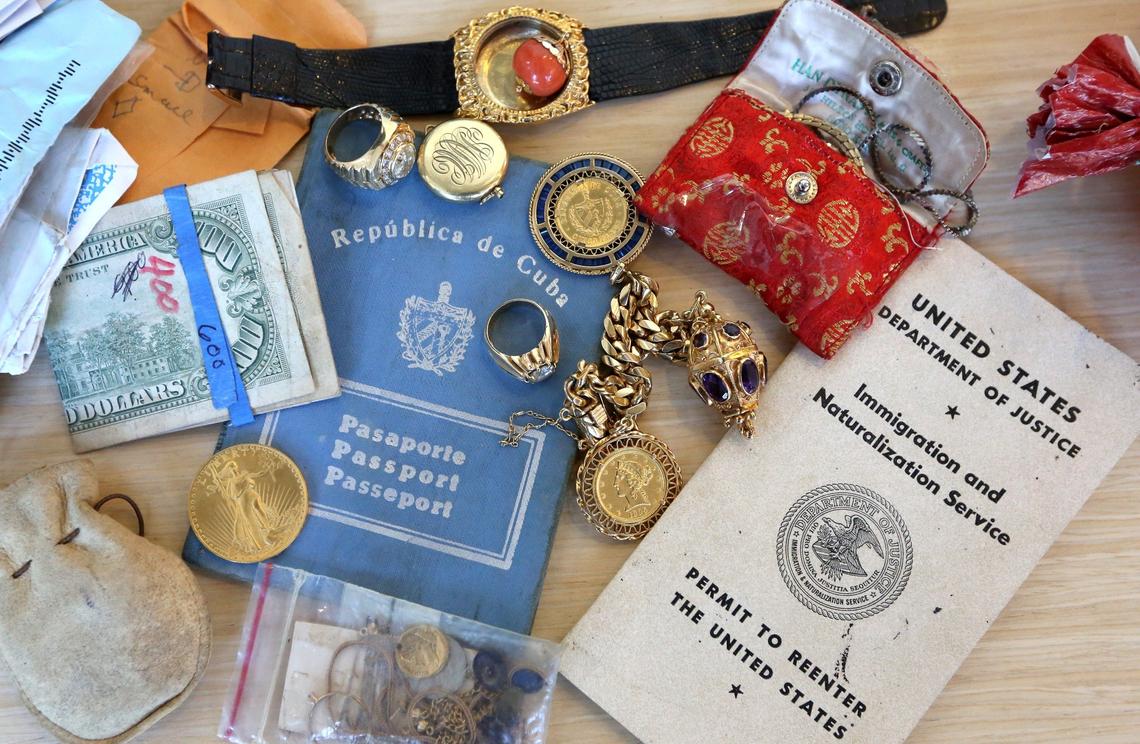 Some of the items Jesse Brody found inside inside an old dental cabinet he salvaged from demolition years ago.