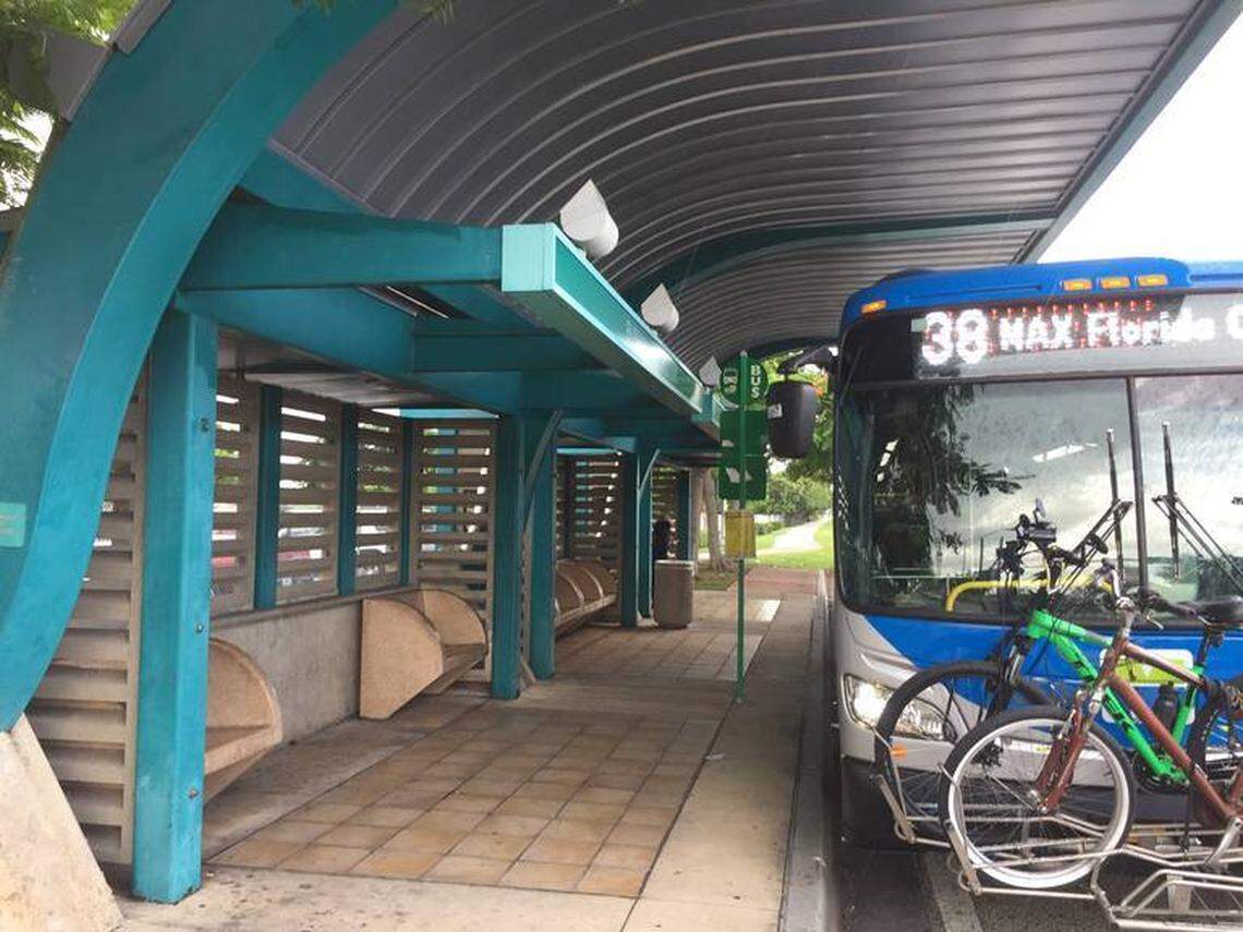 A Metrobus stops along the South Dade Busway. Metrobus will be on a Sunday schedule on Thanksgiving Day.