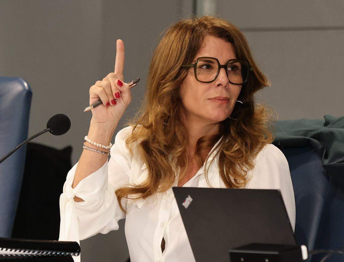 Commissioner Kristen Rosen Gonzalez attends a meeting at the Miami Beach Convention Center on Dec. 13, 2023.