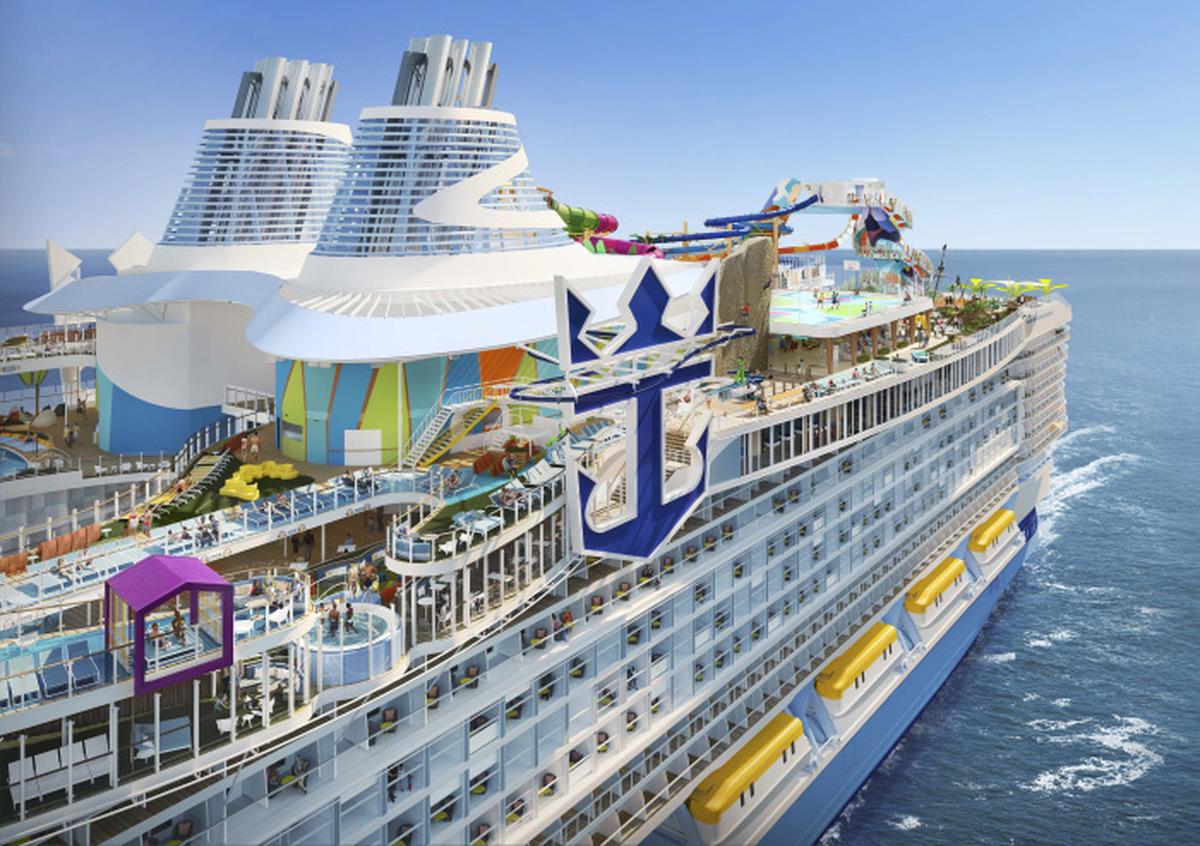 Here’s a rendering of Royal Caribbean’s new ship, Icon of the Seas, which is expected to start sailing in early 2024.