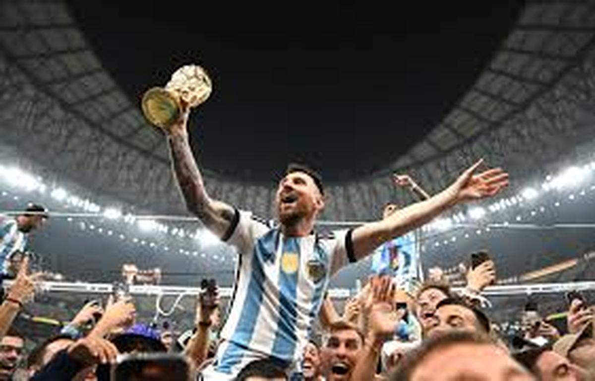 Lionel Messi celebrates leading Argentina to the 2022 World Cup championship. Messi and Inter Miami will play their Major League Soccer season opener Saturday in christening new Miami Freedom Park stadium.