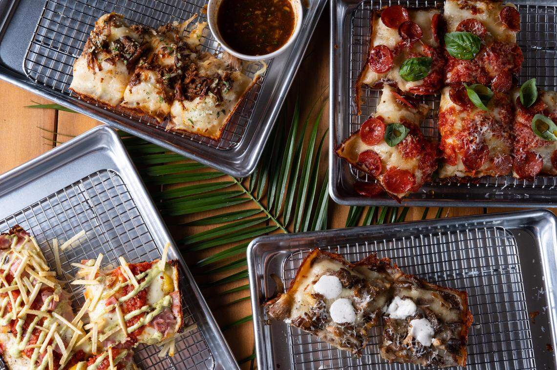 Some of the square pies at Vice City Pizza, which is taking over Bar Bella in South Miami for the summer.