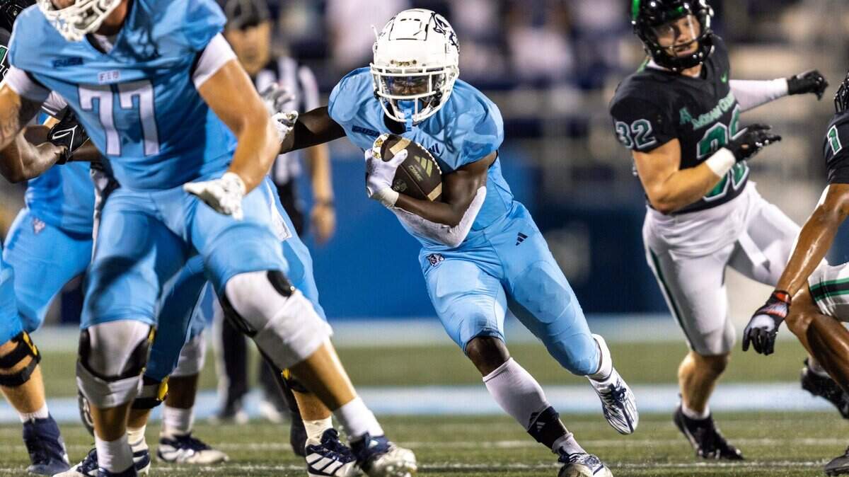 Florida International University running back Kejon Owens (5) runs the ball during the second half of a college football game against North Texas at Riccardo Silva Stadium in Miami, Florida, on Saturday, September 9, 2023.