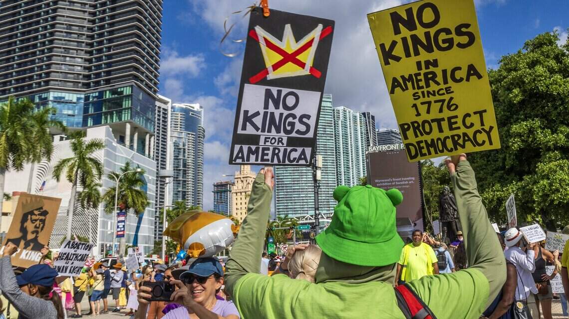 Take a look at some of the signs protesters waved at the ‘No Kings’ ...