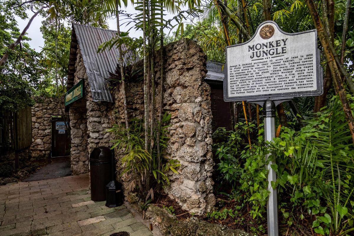 The main entrance to Monkey Jungle in South Miami-Dade County in 2022.