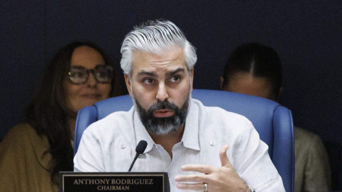 On thursaday, the Miami-Dade commission led by Chairman Anthony Rodriguez will hold a public budget hearspeaks during a Miami-Dade County Commission meeting on Wednesday, Aug. 20, 2025, at the Stephen P. Clark Government Center in downtown Miami. 