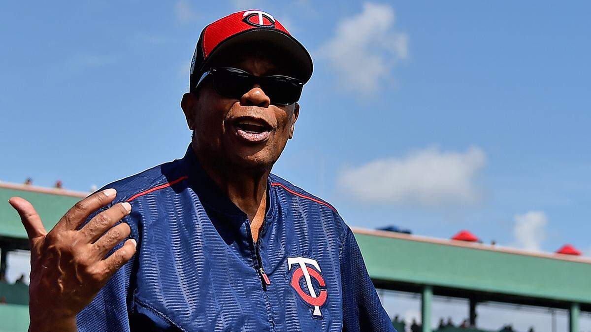 Feb 24, 2019; Fort Myers, FL, USA; Former Minnesota Twins player Rod Carew walks onto the field prior to the spring training game against the Boston Red Sox at JetBlue Park. Mandatory Credit: Jasen Vinlove-USA TODAY Sports