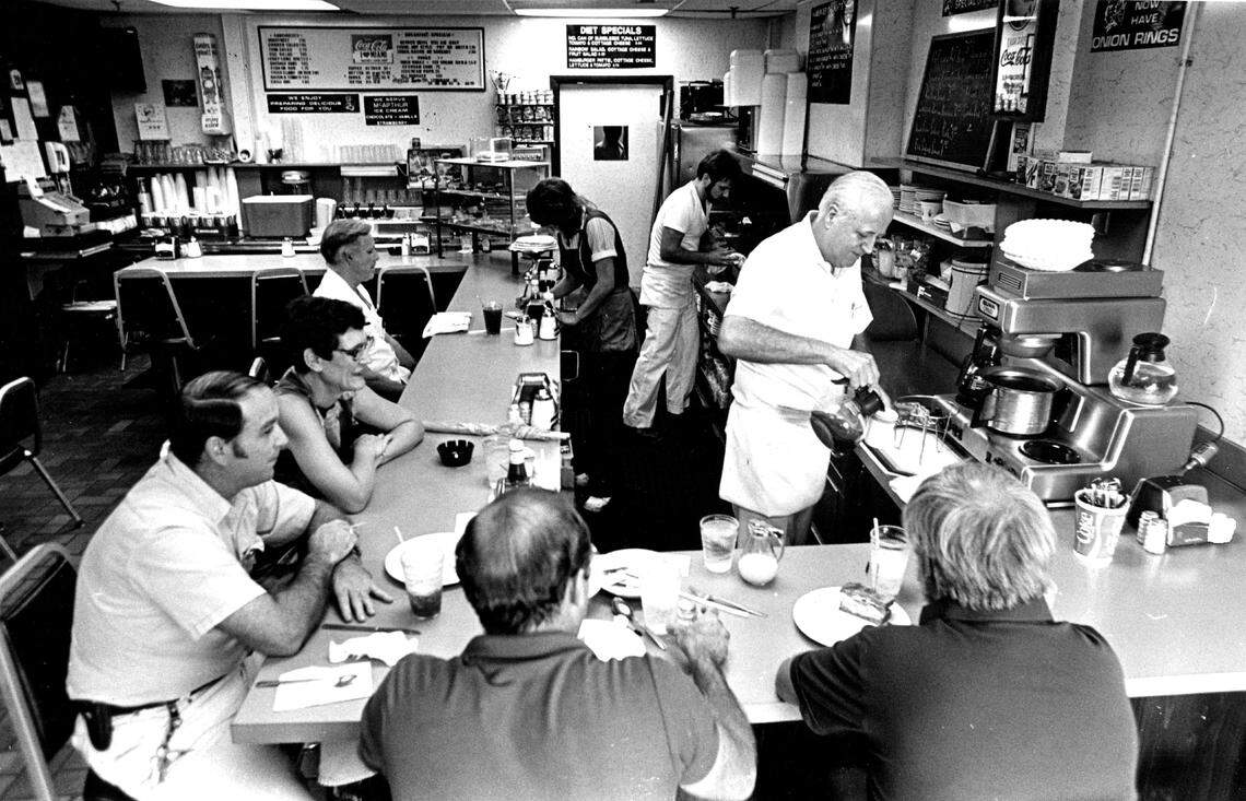 Walter Bergamo pours a cup of coffee at the Walter’s Coffee Shop in Miami-Dade.