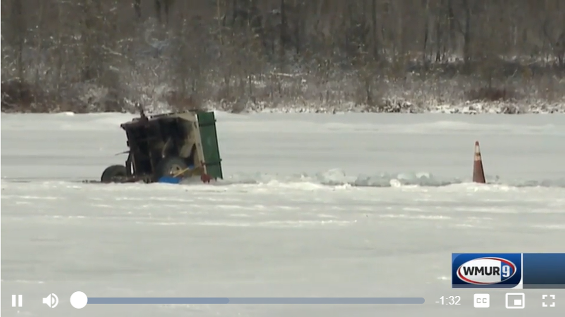 A 70-year-old man was drowned in a freak accident Sunday, March 13, when only the front of a pickup truck fell through ice atop a frozen lake, trapping him inside.