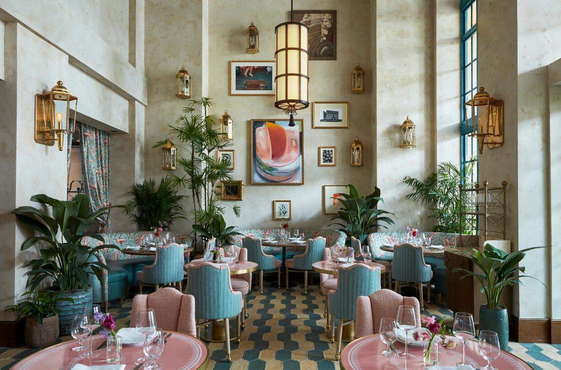 The interior of Casadonna restaurant in Edgewater at the historic Miami Women’s Club.