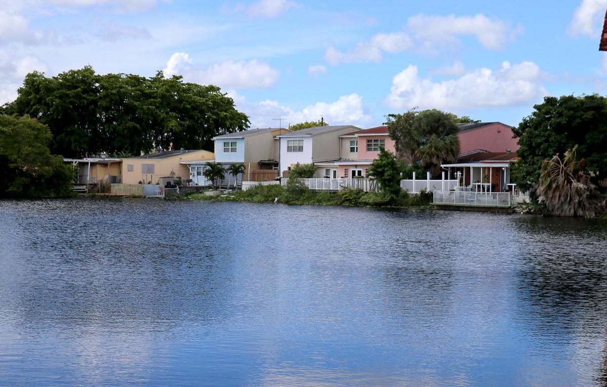 A row of houses in Hialeah that are vulnerable to hurricane damage.
