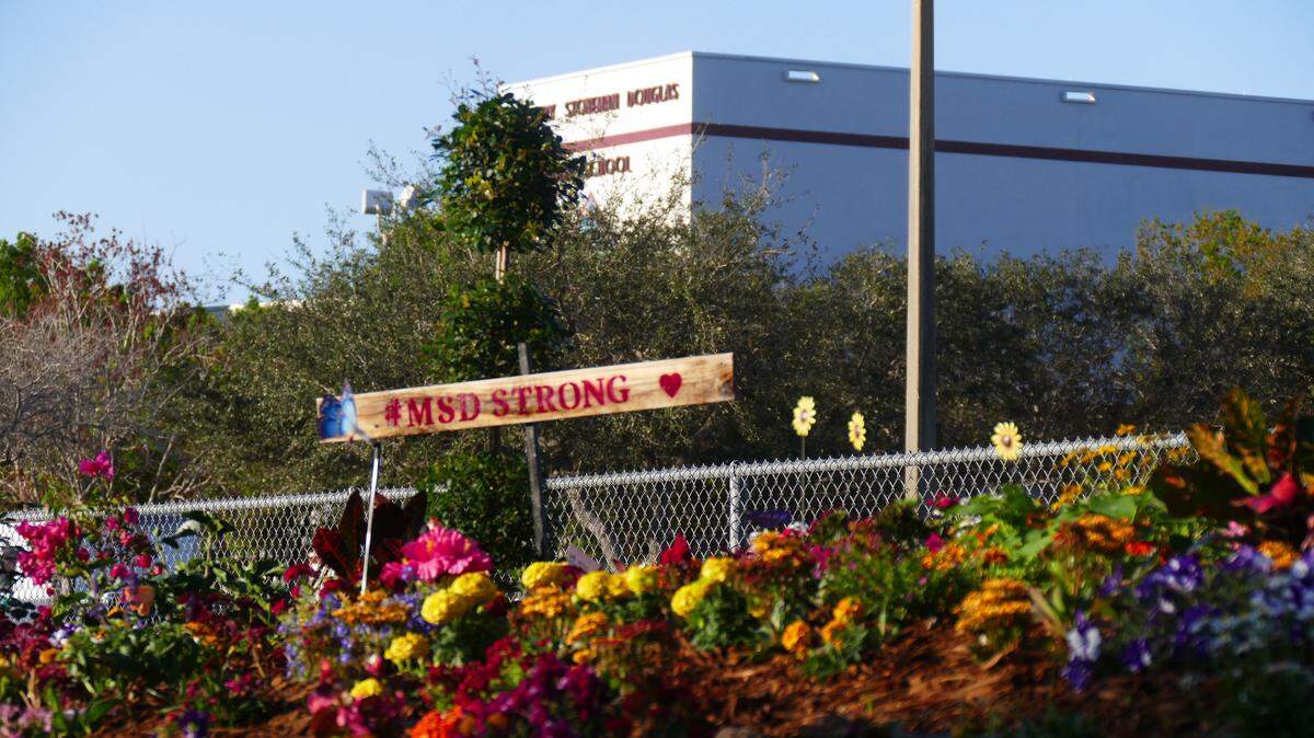 It has been one year since 17 were killed and 17 injured in a shooting at Marjory Stoneman Douglas High School in Parkland. This is the scene before school begins on Feb. 14, 2019.