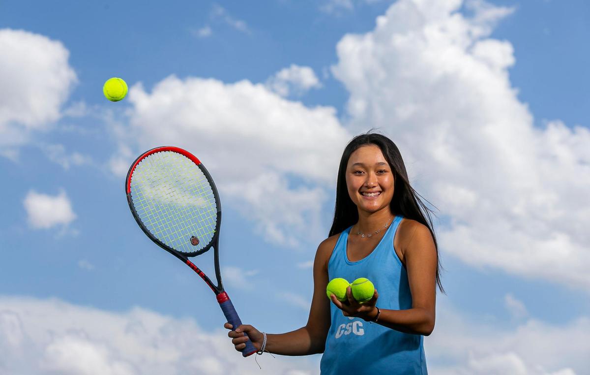 Broward Tennis Player of the Year Juhnyee See, from Coral Springs Charter School, is photographed at Brian Piccolo Park in Cooper City, Florida on Wednesday, May 4, 2022.