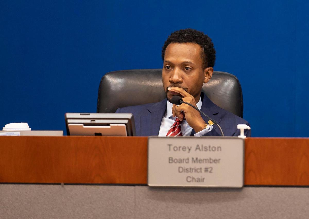 Broward County School Board member Torey Alston attends a meeting at the Kathleen C. Wright Administration Center on Monday, Nov. 14, 2022, in Fort Lauderdale, Fla.